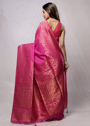 Pink Dupion Silk Saree With Blouse Piece