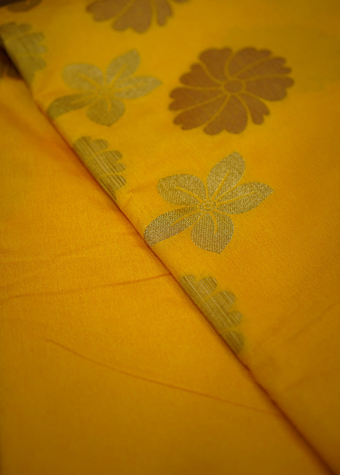 Yellow Dupion Silk Saree With Blouse Piece - Indian Silk House Agencies