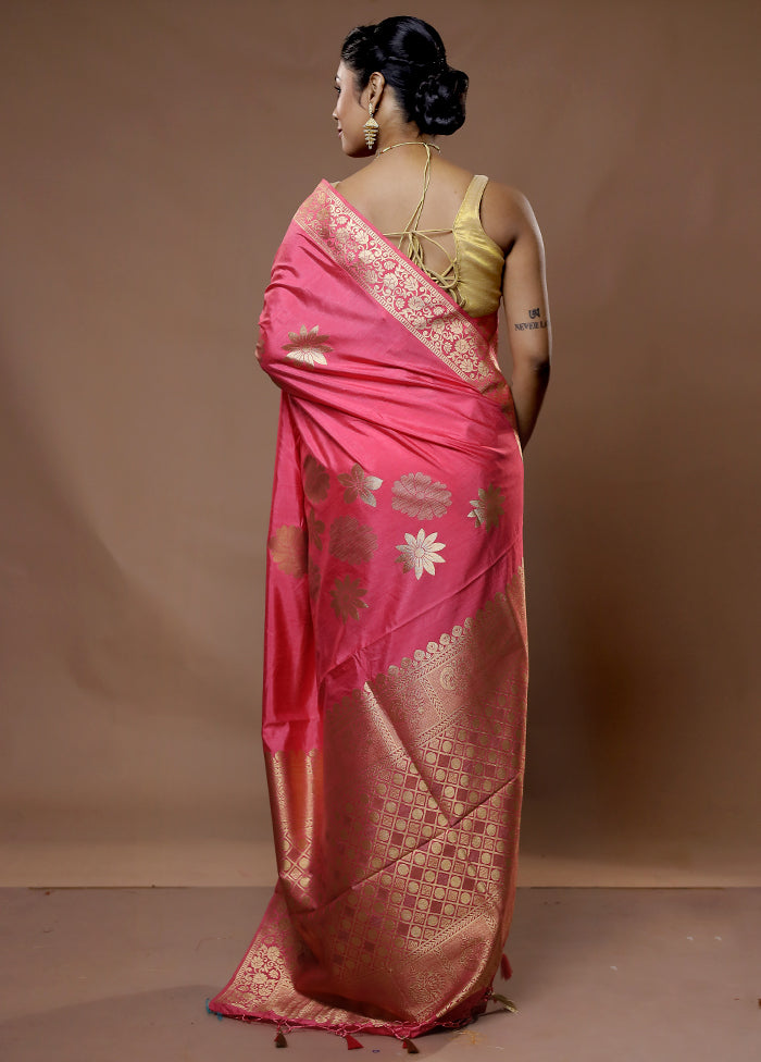 Pink Dupion Silk Saree With Blouse Piece - Indian Silk House Agencies