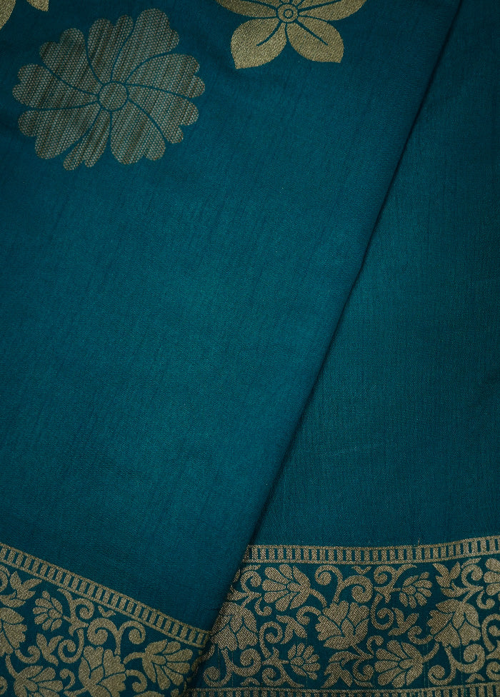 Green Dupion Silk Saree With Blouse Piece - Indian Silk House Agencies