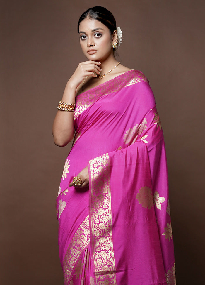 Pink Dupion Silk Saree With Blouse Piece