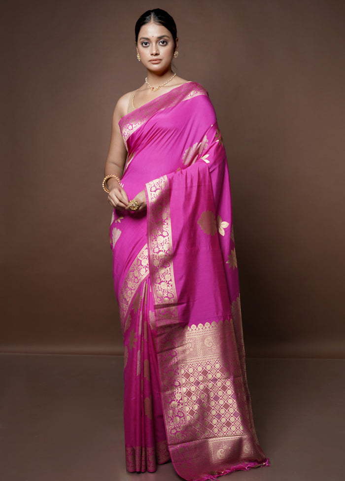 Pink Dupion Silk Saree With Blouse Piece