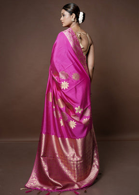 Pink Dupion Silk Saree With Blouse Piece