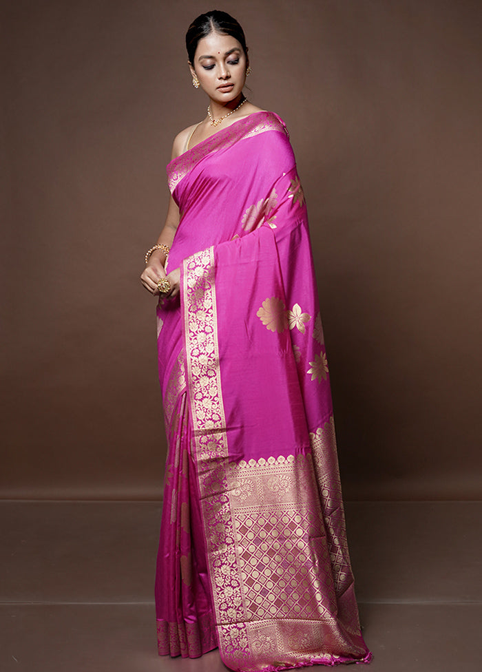 Pink Dupion Silk Saree With Blouse Piece