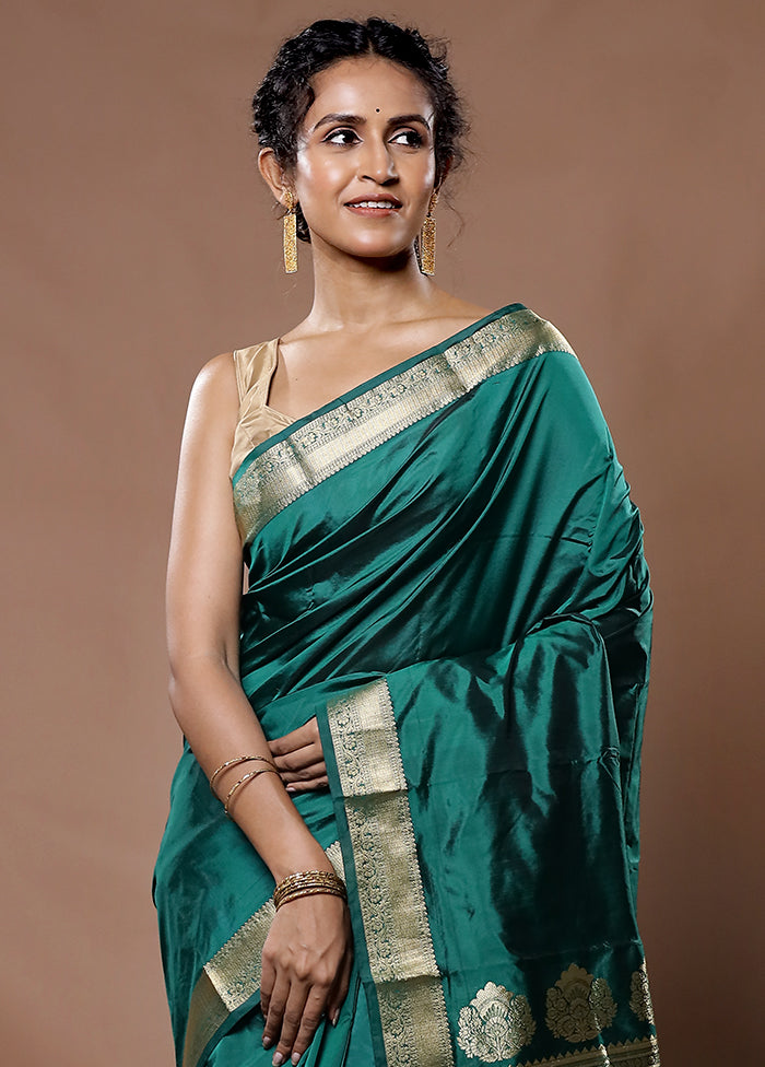 Green Kanjivaram Silk Saree With Blouse Piece - Indian Silk House Agencies