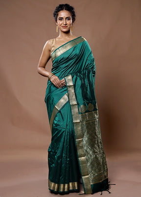 Green Kanjivaram Silk Saree With Blouse Piece - Indian Silk House Agencies