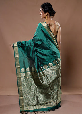 Green Kanjivaram Silk Saree With Blouse Piece - Indian Silk House Agencies