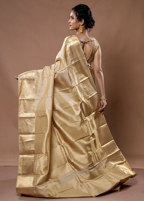 Cream Kanjivaram Pure Silk Saree With Blouse Piece - Indian Silk House Agencies