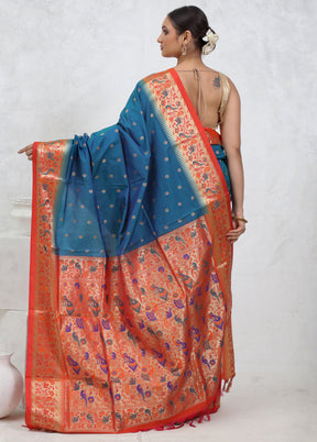 Blue Kanjivaram Silk Saree With Blouse Piece - Indian Silk House Agencies