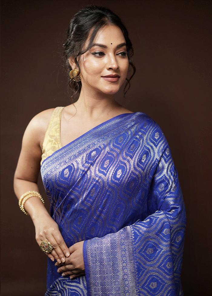 Blue Georgette Saree With Blouse Piece - Indian Silk House Agencies