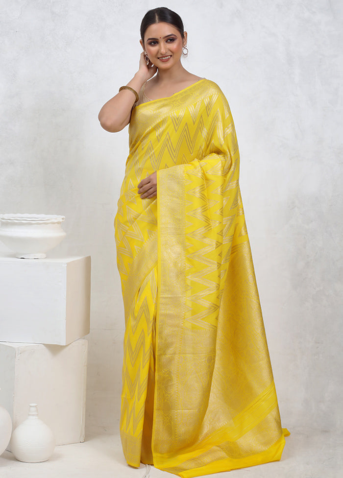 Yellow Georgette Saree With Blouse Piece