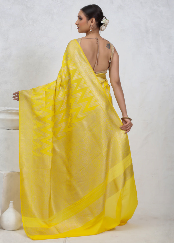 Yellow Georgette Saree With Blouse Piece