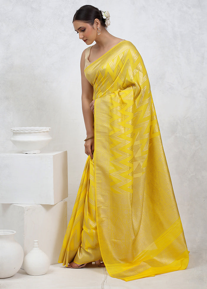 Yellow Georgette Saree With Blouse Piece