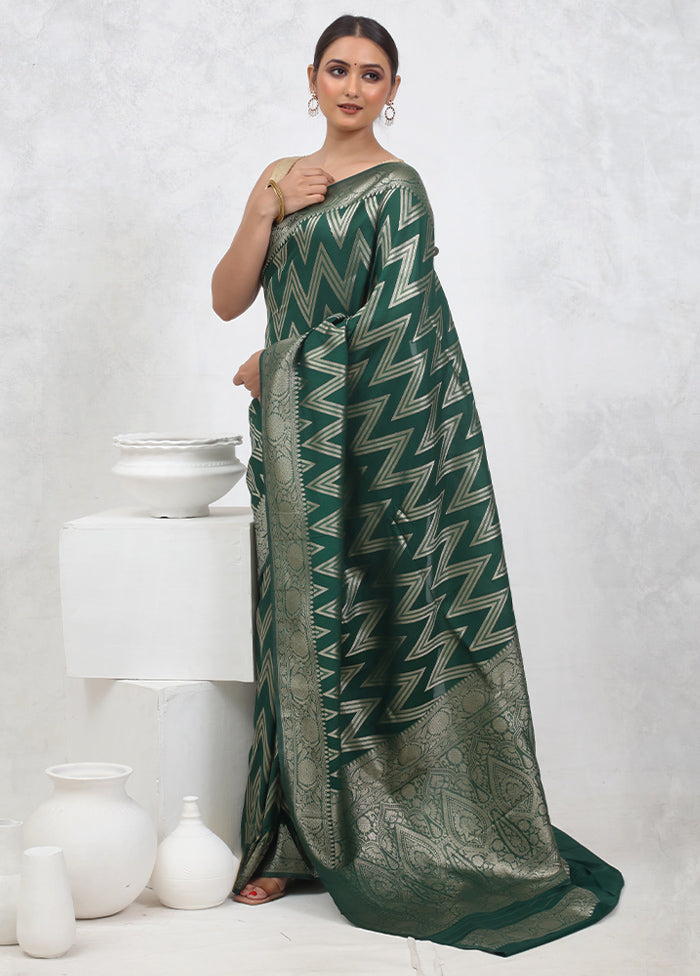 Green Georgette Saree With Blouse Piece