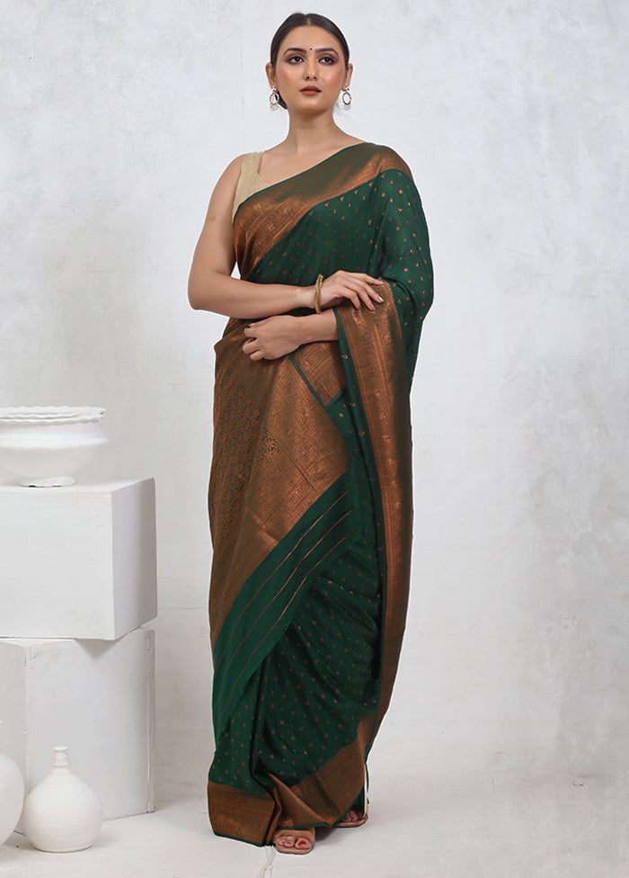 Green Georgette Saree With Blouse Piece