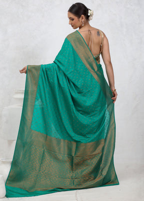 Green Georgette Saree With Blouse Piece