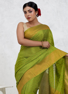 Green Georgette Saree Without Blouse Piece - Indian Silk House Agencies