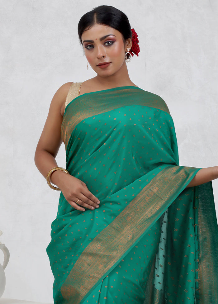 Green Georgette Saree Without Blouse Piece - Indian Silk House Agencies