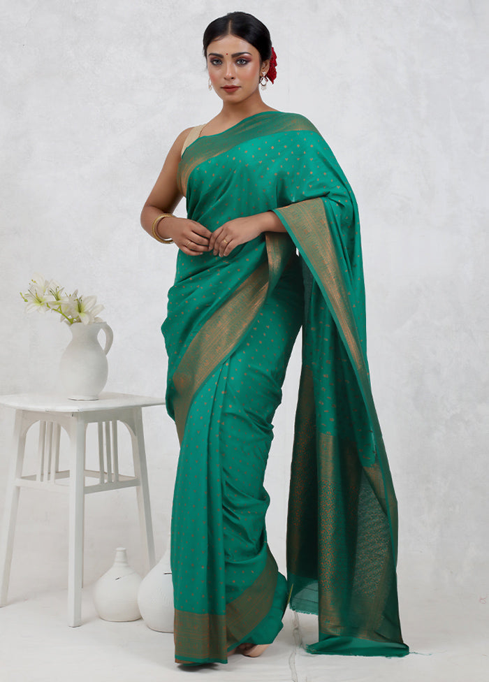 Green Georgette Saree Without Blouse Piece - Indian Silk House Agencies