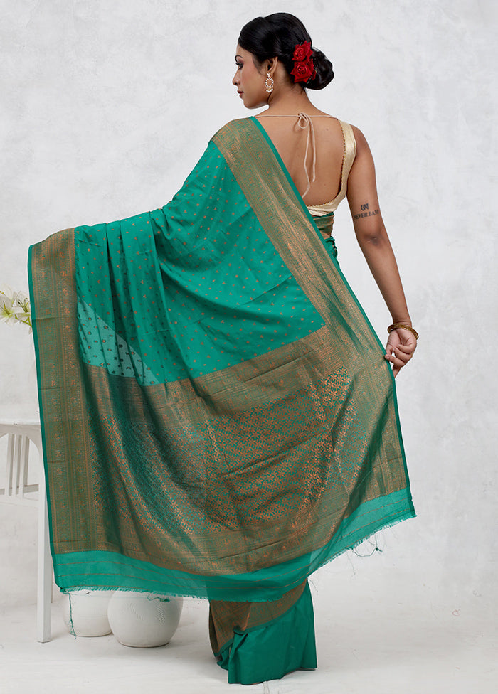 Green Georgette Saree Without Blouse Piece - Indian Silk House Agencies