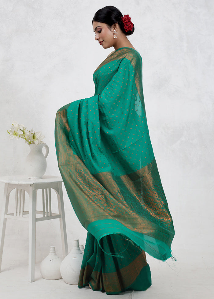 Green Georgette Saree Without Blouse Piece - Indian Silk House Agencies