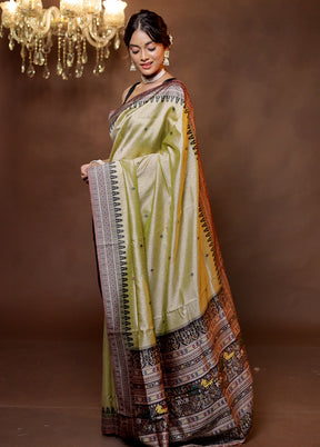 Green Dupion Silk Saree With Blouse Piece