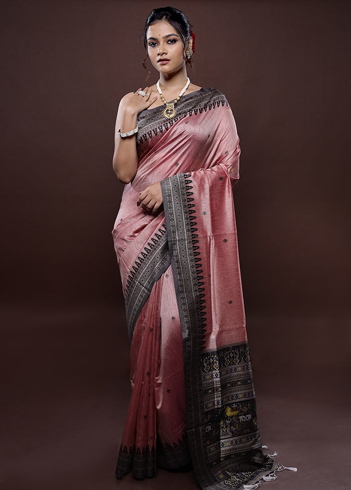 Pink Dupion Silk Saree Without Blouse Piece - Indian Silk House Agencies