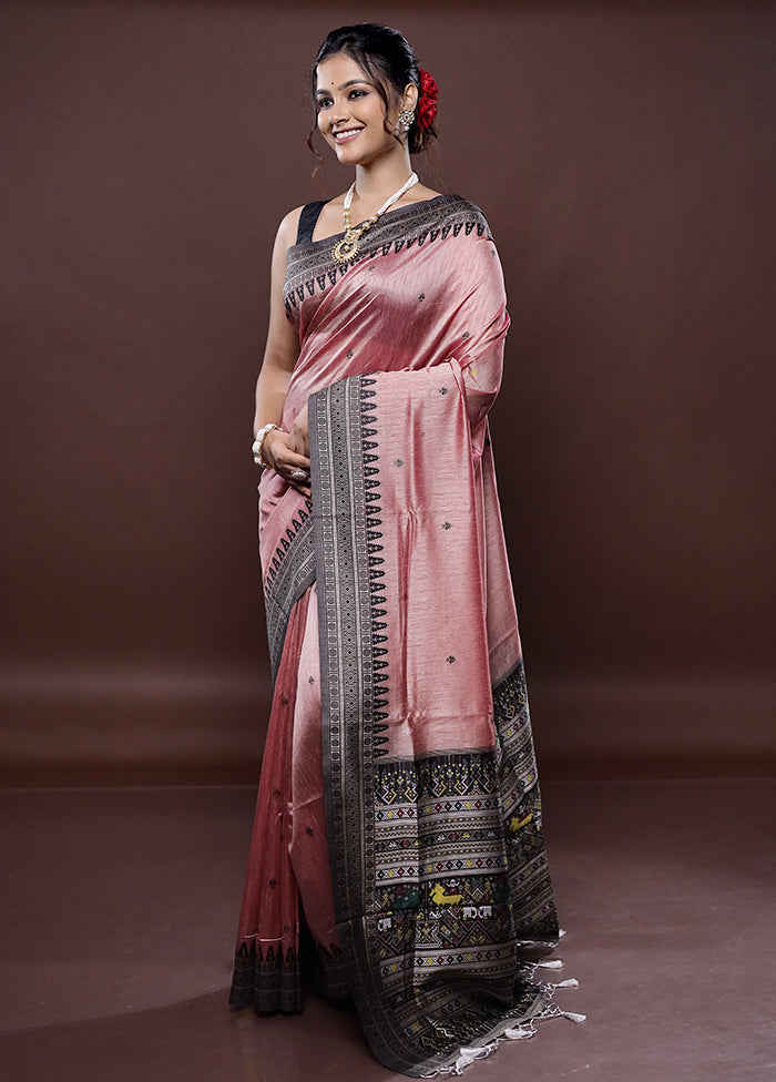 Pink Dupion Silk Saree Without Blouse Piece - Indian Silk House Agencies