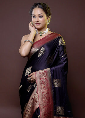 Black Dupion Silk Saree With Blouse Piece