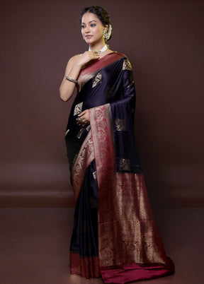 Black Dupion Silk Saree With Blouse Piece