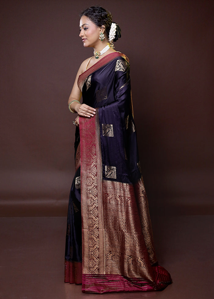 Black Dupion Silk Saree With Blouse Piece