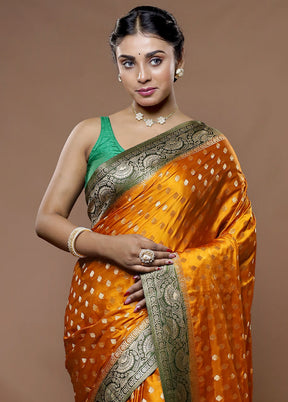 Yellow Dupion Silk Saree With Blouse Piece - Indian Silk House Agencies