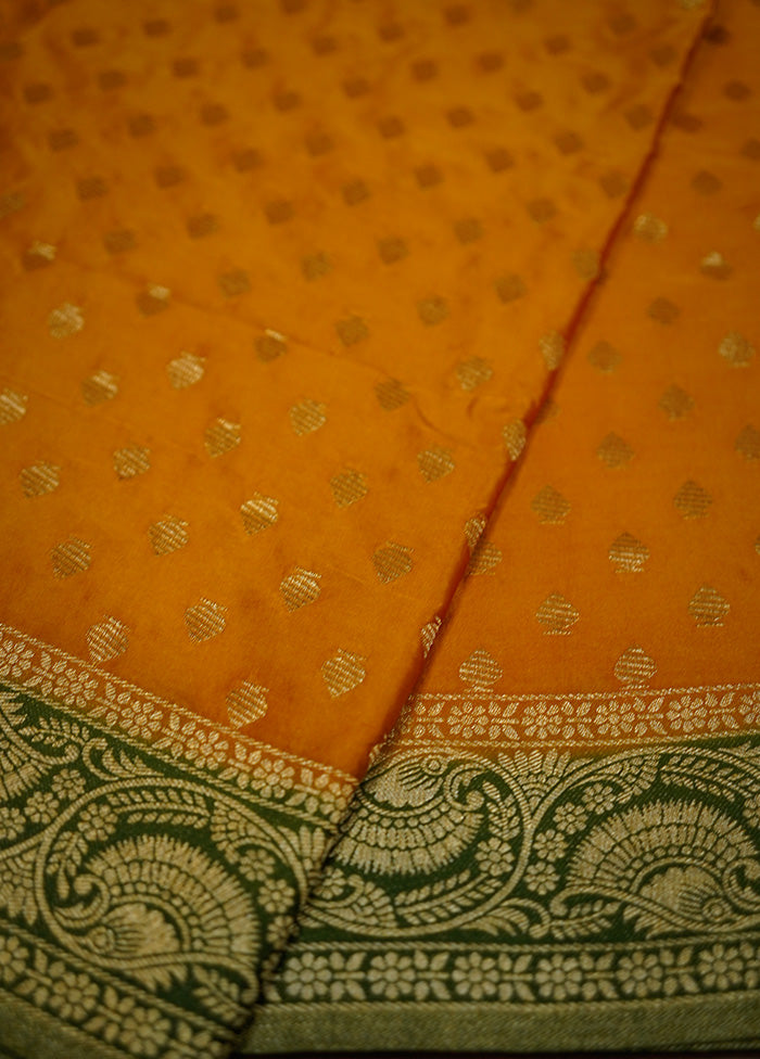 Yellow Dupion Silk Saree With Blouse Piece - Indian Silk House Agencies