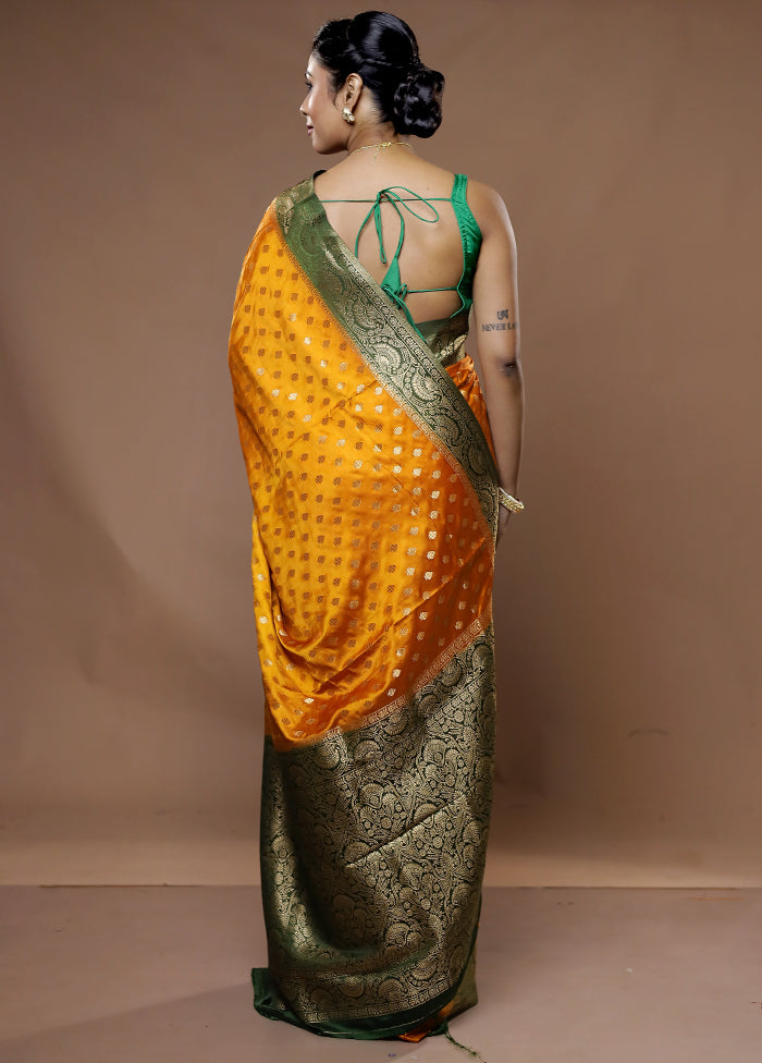 Yellow Dupion Silk Saree With Blouse Piece - Indian Silk House Agencies