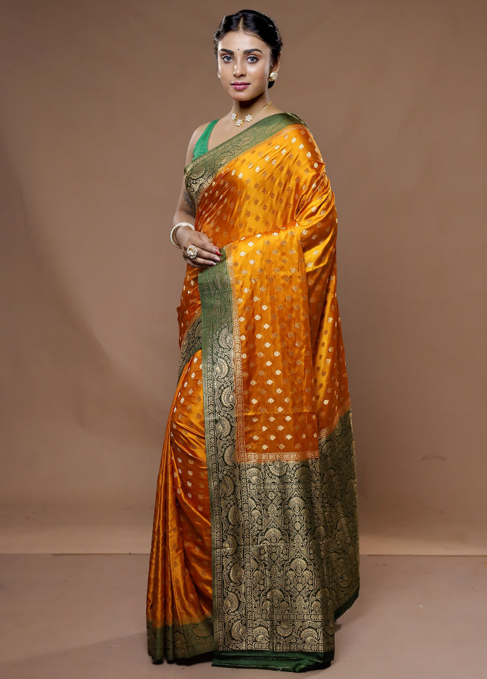 Yellow Dupion Silk Saree With Blouse Piece - Indian Silk House Agencies