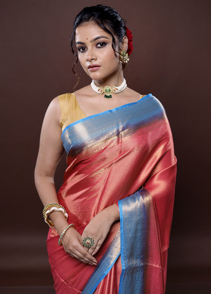 Pink Dupion Silk Saree Without Blouse Piece - Indian Silk House Agencies