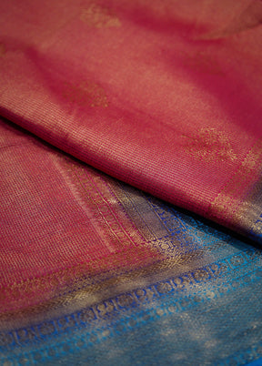 Pink Dupion Silk Saree Without Blouse Piece - Indian Silk House Agencies