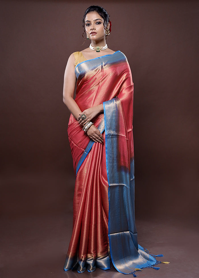 Pink Dupion Silk Saree Without Blouse Piece - Indian Silk House Agencies