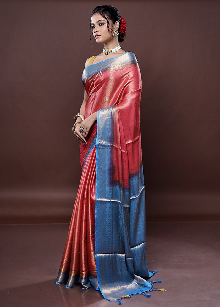 Pink Dupion Silk Saree Without Blouse Piece - Indian Silk House Agencies