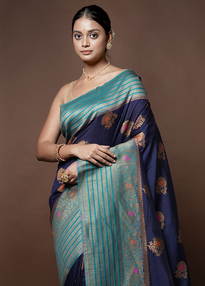 Black Dupion Silk Saree With Blouse Piece