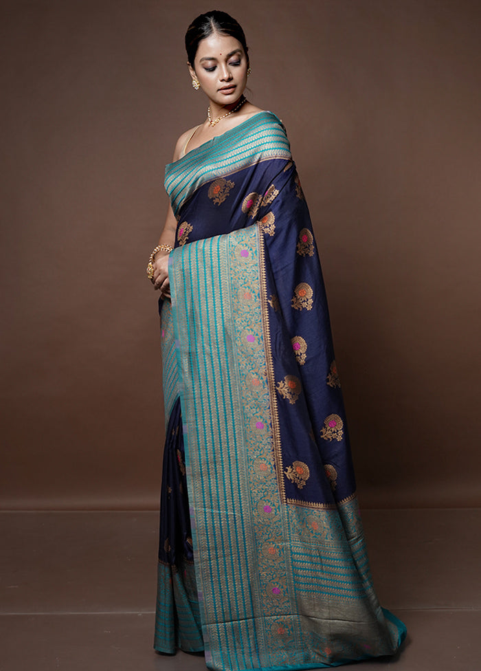 Black Dupion Silk Saree With Blouse Piece