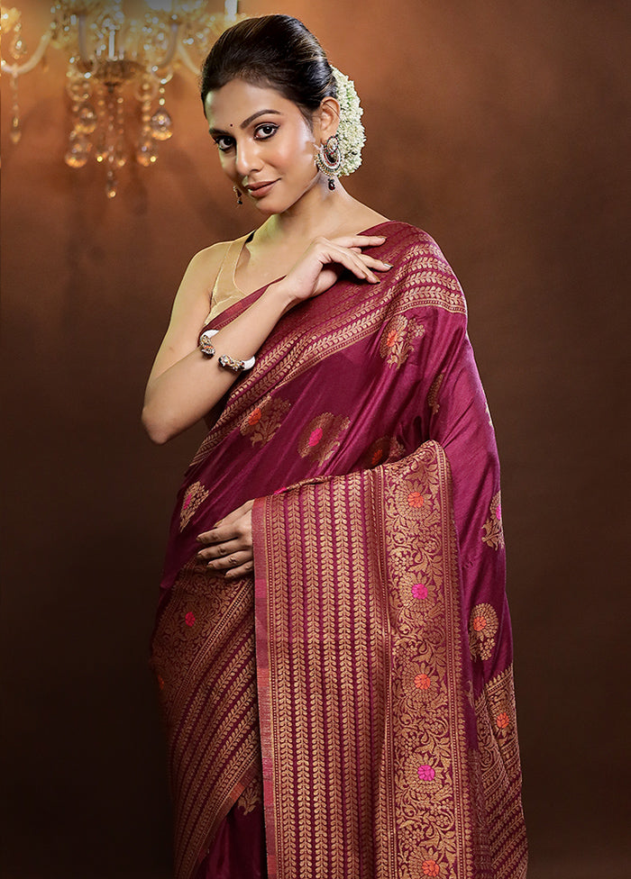 Pink Dupion Silk Saree With Blouse Piece