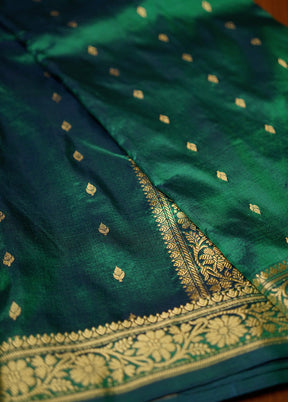 Green Katan Silk Saree With Blouse Piece - Indian Silk House Agencies