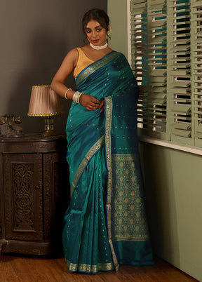 Green Katan Silk Saree With Blouse Piece - Indian Silk House Agencies