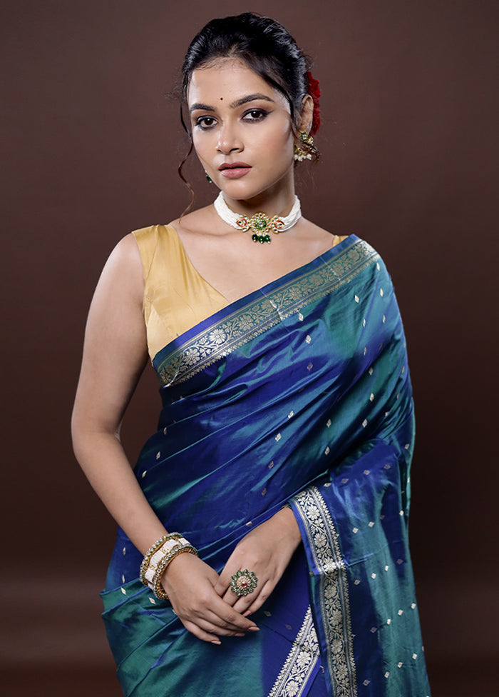 Green Katan Silk Saree Without Blouse Piece - Indian Silk House Agencies