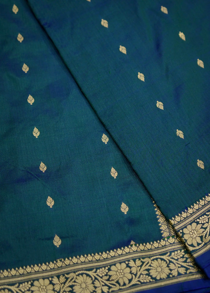 Green Katan Silk Saree Without Blouse Piece - Indian Silk House Agencies