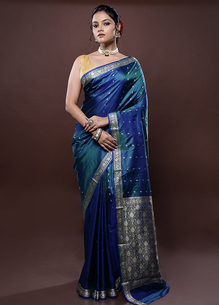 Green Katan Silk Saree Without Blouse Piece - Indian Silk House Agencies