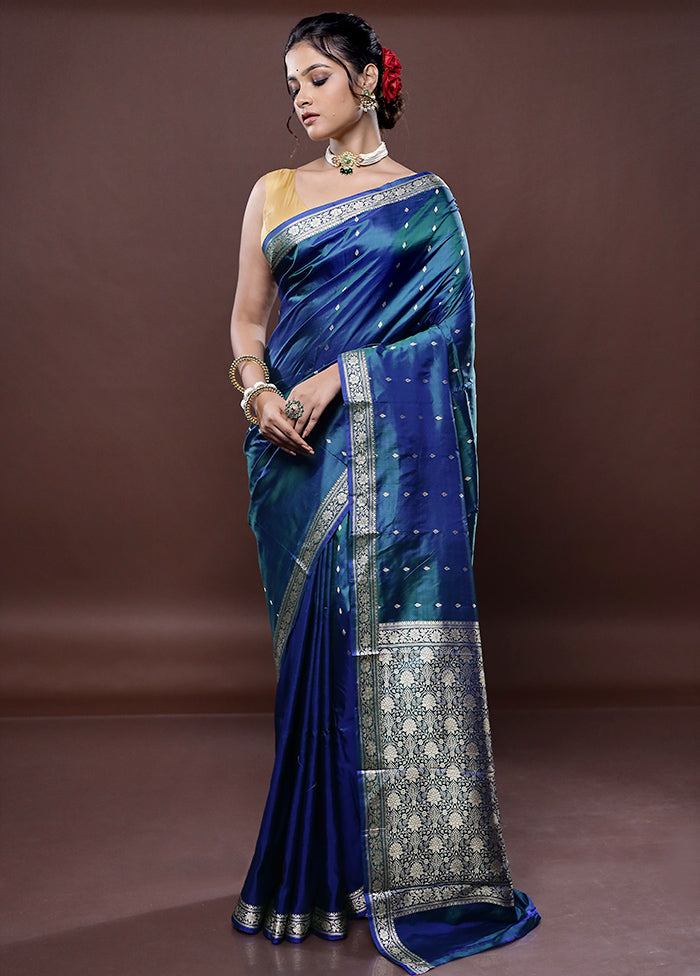 Green Katan Silk Saree Without Blouse Piece - Indian Silk House Agencies