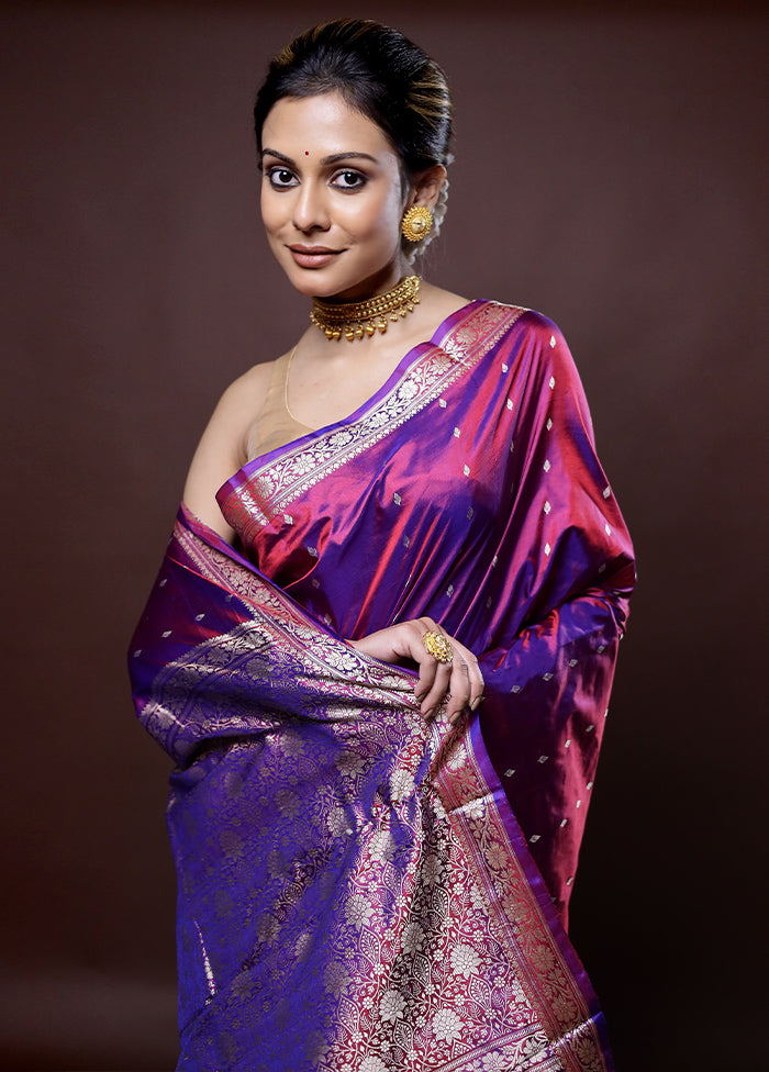 Pink Katan Silk Saree Without Blouse Piece - Indian Silk House Agencies