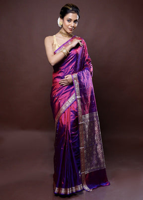 Pink Katan Silk Saree Without Blouse Piece - Indian Silk House Agencies